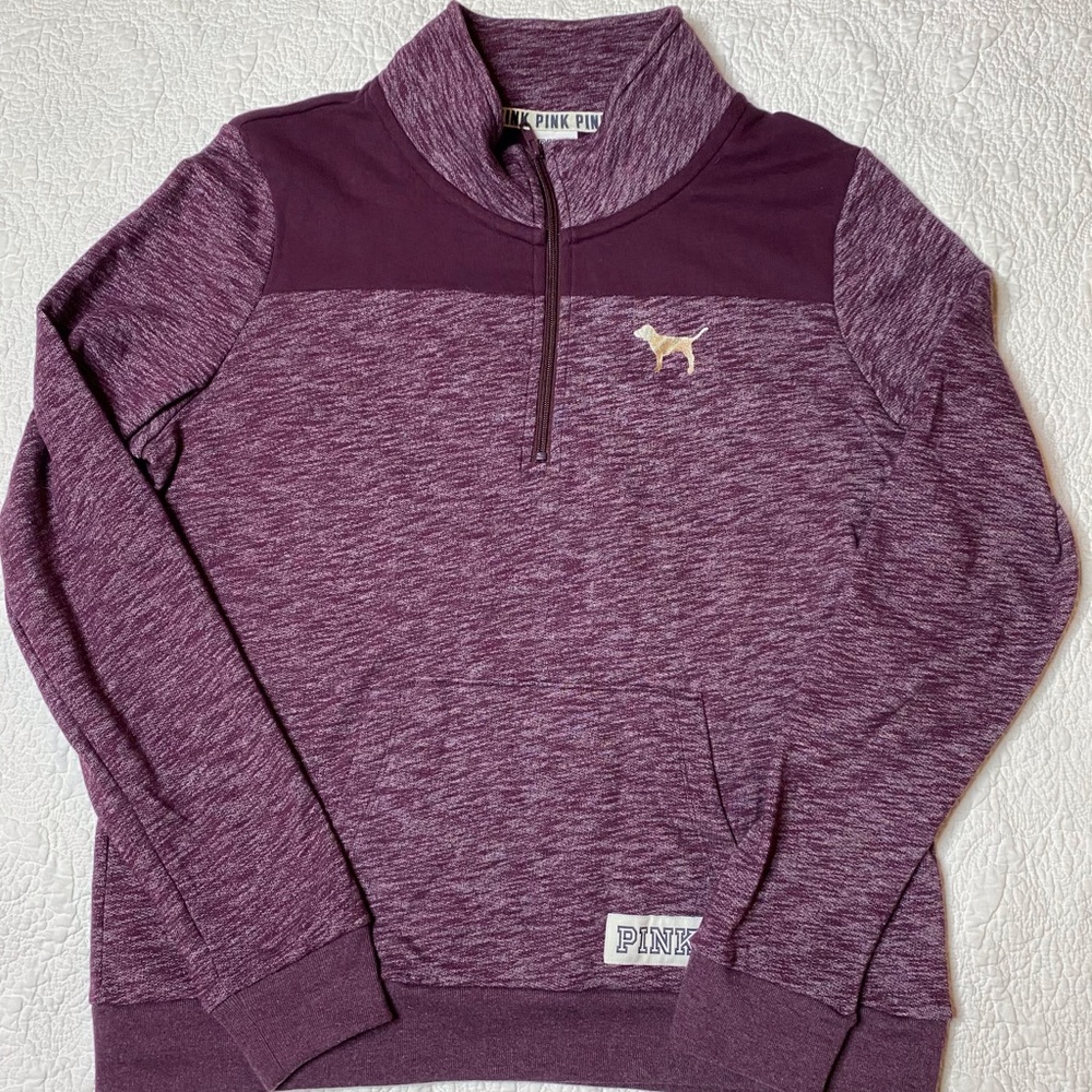 PINK Collared Quarter zip Sweatshirt